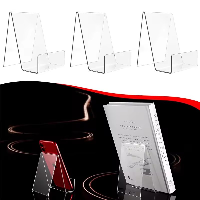 Clear Acrylic Book Stand Holder - 4 buah Penyangga Buku Transparan yang