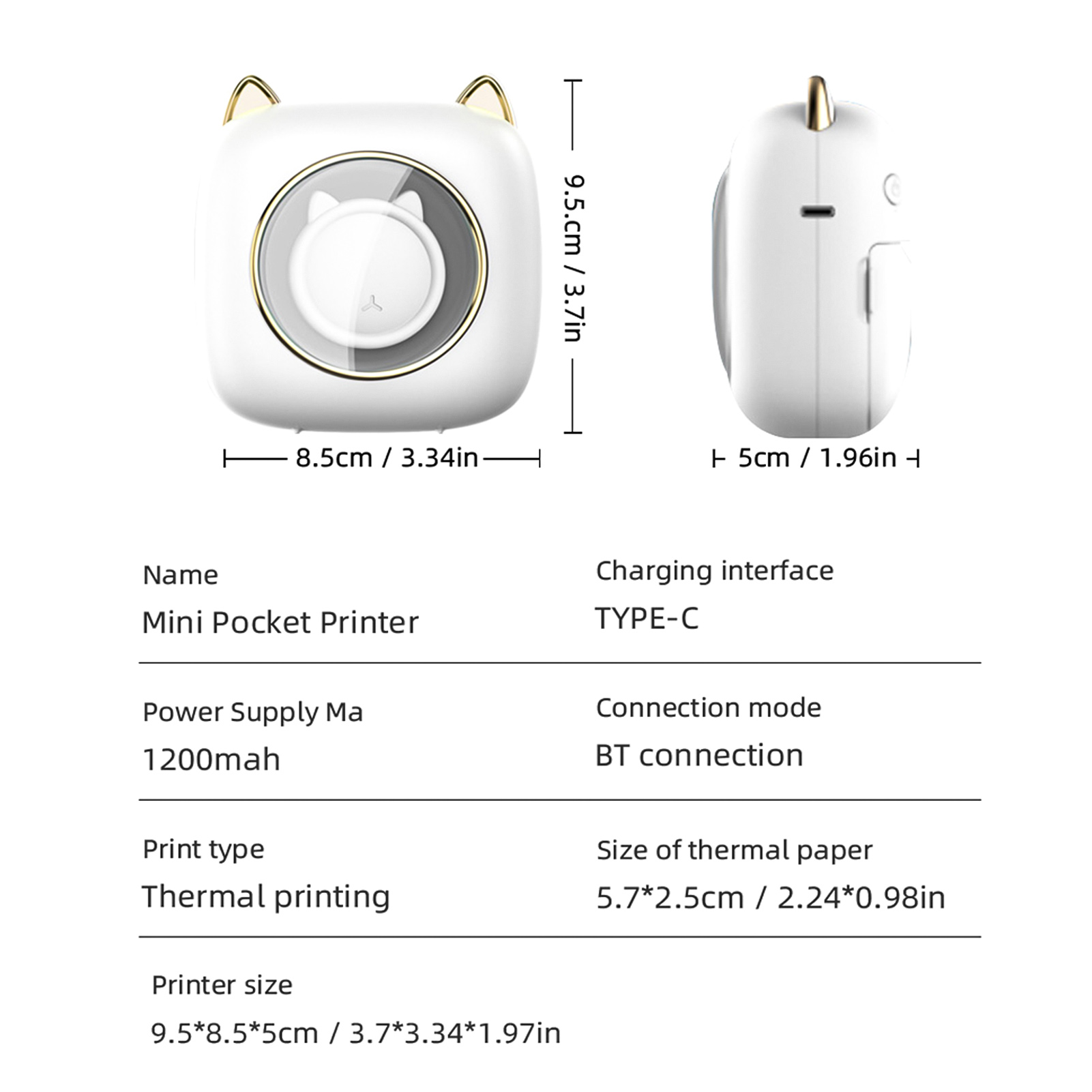 【Baru】C23 Mesin Printer Termal - Mini Pocket Thermal Printer Paper Roll ulasan dan harga