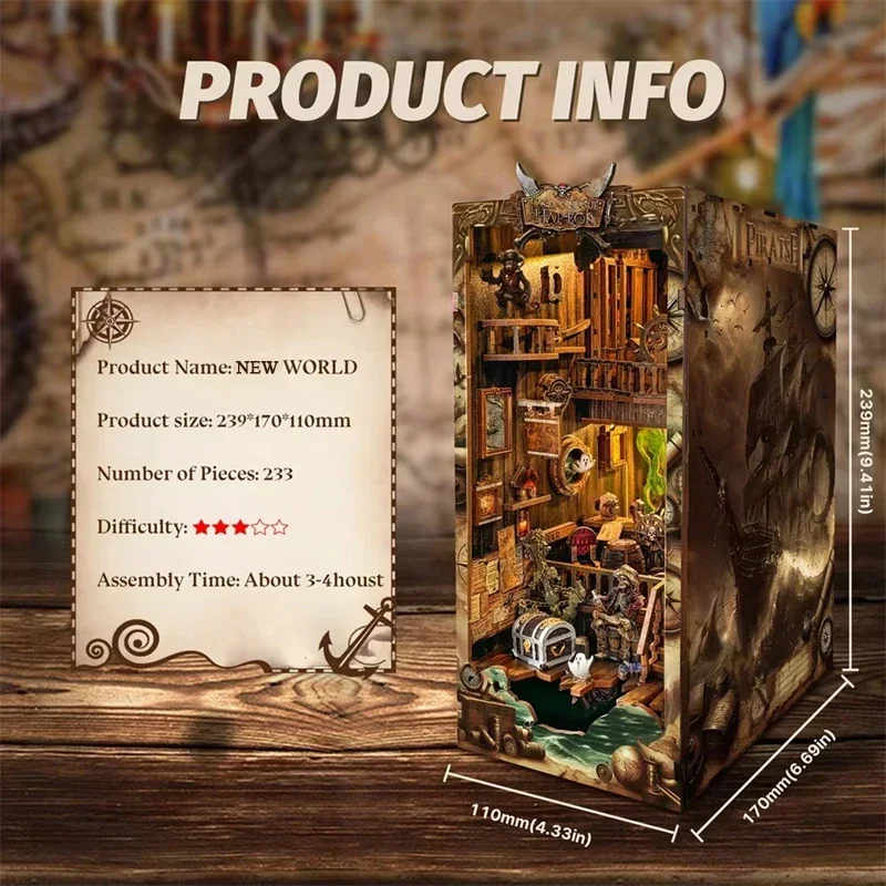 Kit Miniatur Rak Buku Kayu DIY - Diy Wooden Book Nook Kit Shelf Insert ulasan dan harga