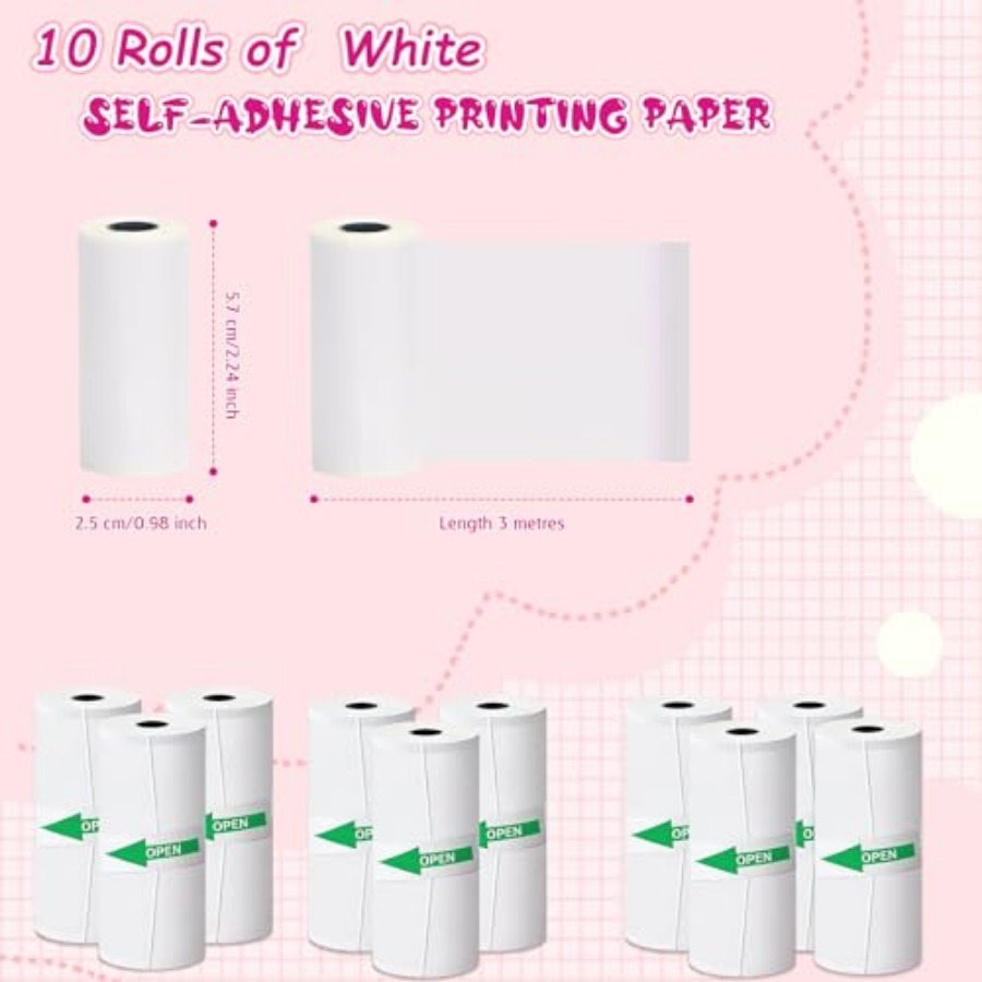 10 Gulungan Kertas Stiker Term - Mini Pocket Thermal Printer Paper Roll ulasan dan harga
